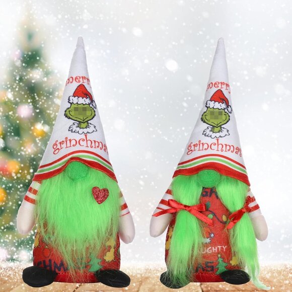 2 Piece Christmas Grinch Gnomes - Picture 1 of 9